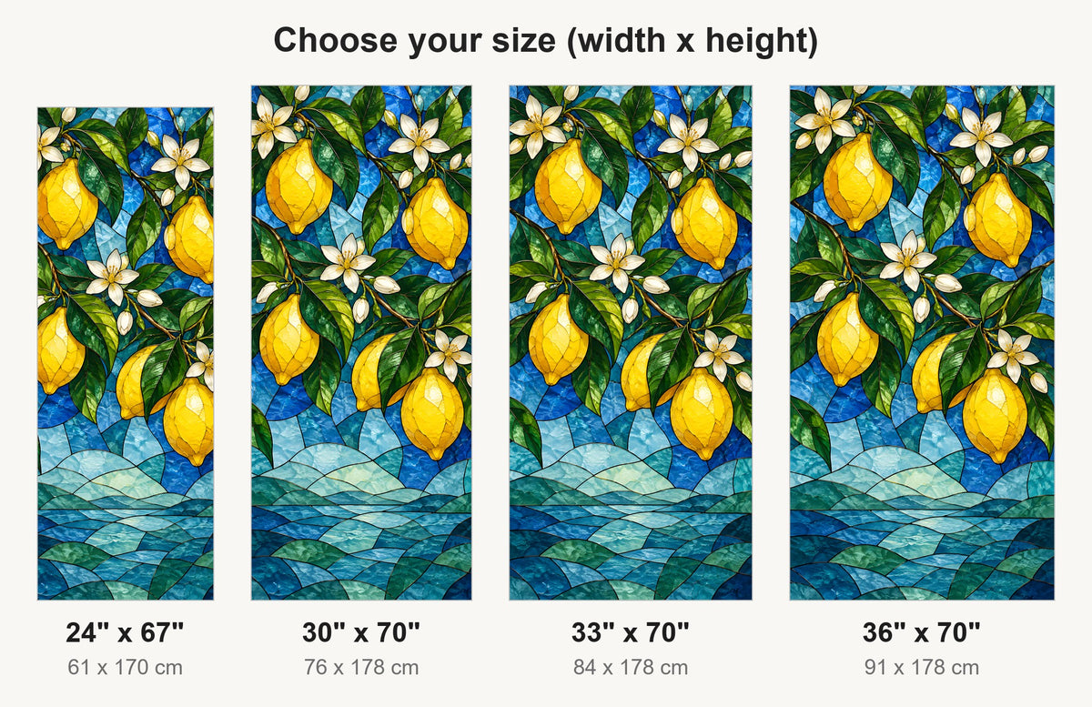 Stained Glass Lemons fridge wrap available sizes 24, 30, 33 and 36 inch