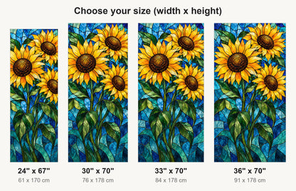 Stained Glass Sunflowers fridge wrap available sizes 24, 30, 33 and 36 inch