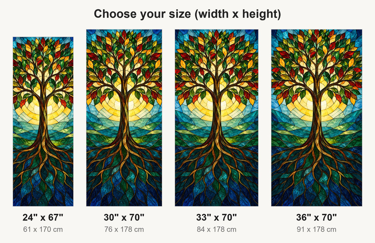 Stained Glass Tree of Life fridge wrap available sizes 24, 30, 33 and 36 inch