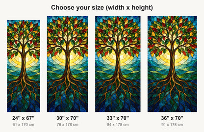 Stained Glass Tree of Life fridge wrap available sizes 24, 30, 33 and 36 inch