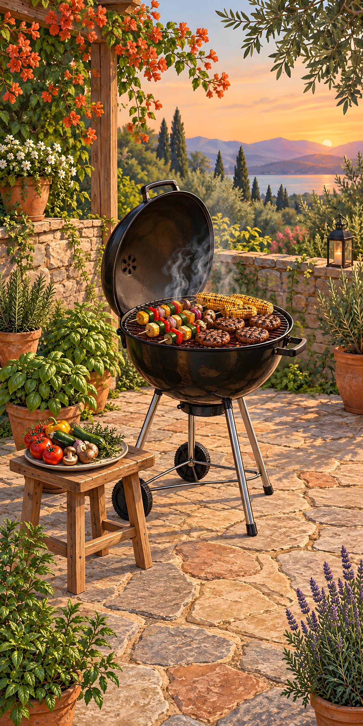 Summer BBQ Grill fridge wrap full design