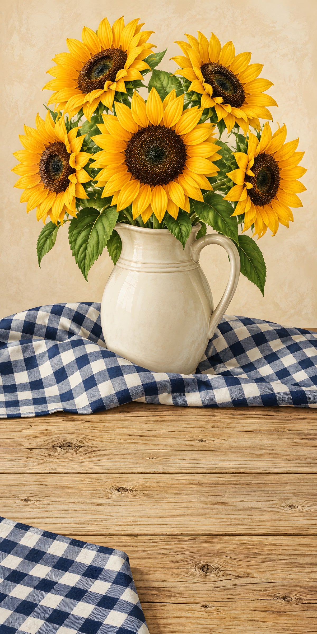 Sunflowers & Gingham fridge wrap full design