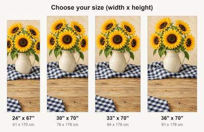 Sunflowers & Gingham fridge wrap available sizes 24, 30, 33 and 36 inch