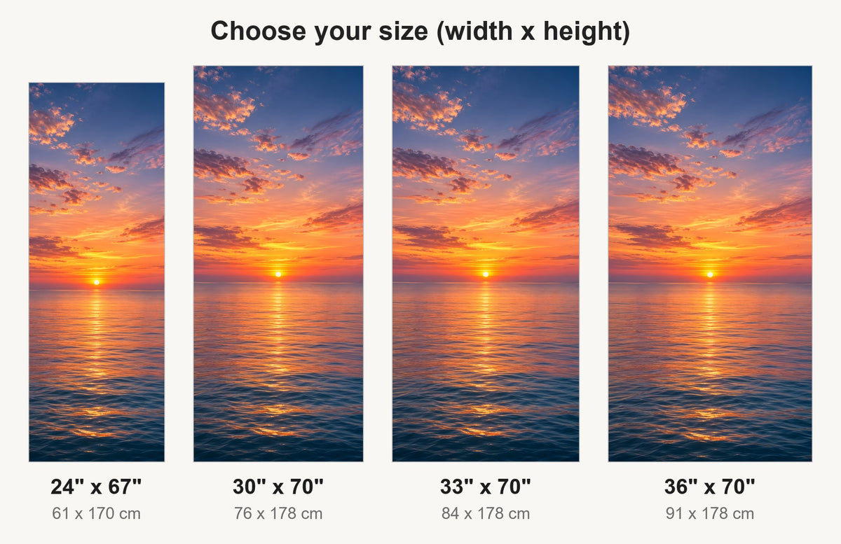 Sunset over the Sea fridge wrap available sizes 24, 30, 33 and 36 inch