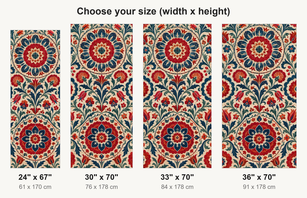 Suzani Embroidery fridge wrap available sizes 24, 30, 33 and 36 inch