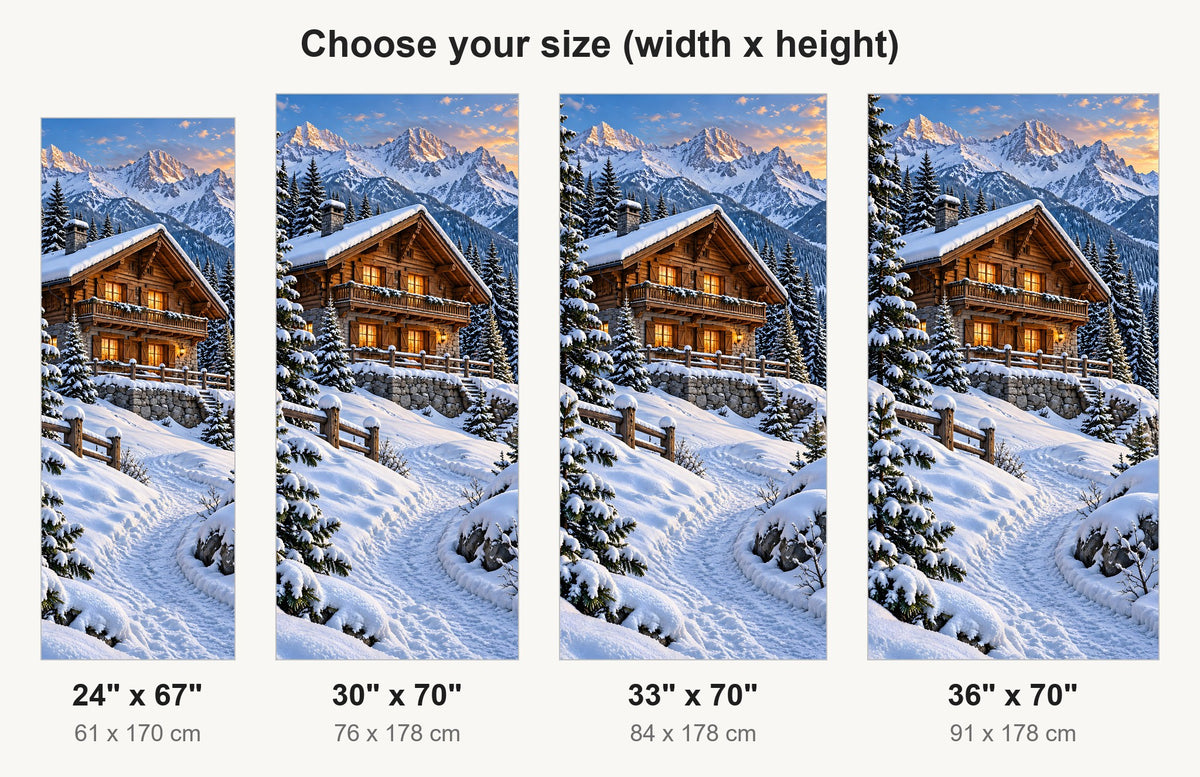Swiss Alps Chalet fridge wrap available sizes 24, 30, 33 and 36 inch