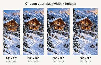 Swiss Alps Chalet fridge wrap available sizes 24, 30, 33 and 36 inch