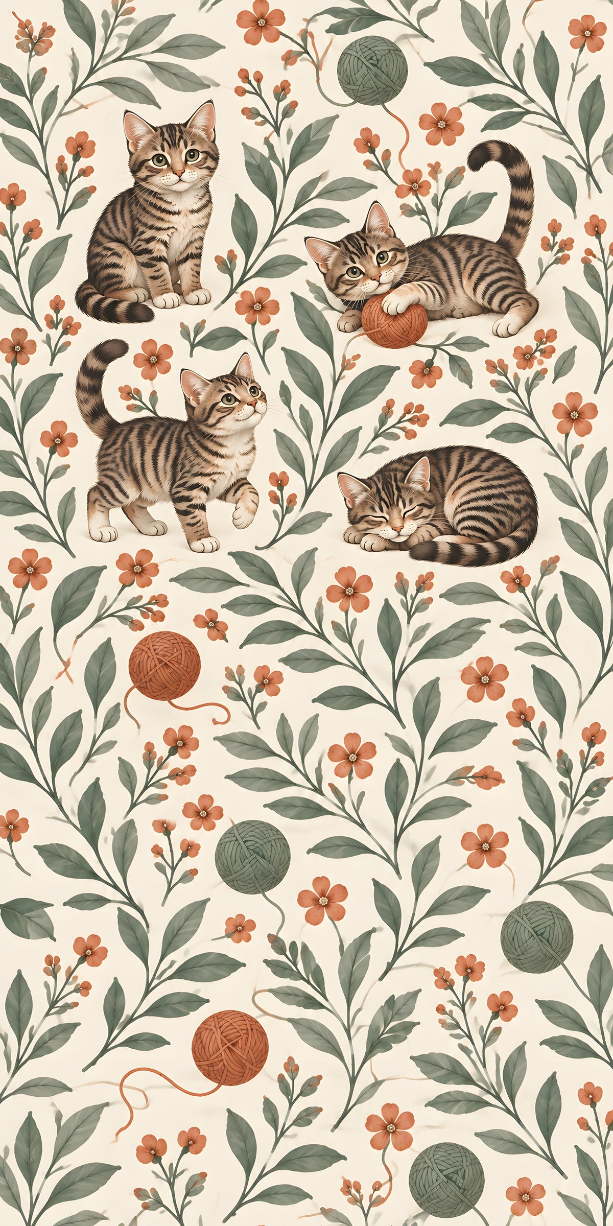 Tabby Cats Pattern fridge wrap full design