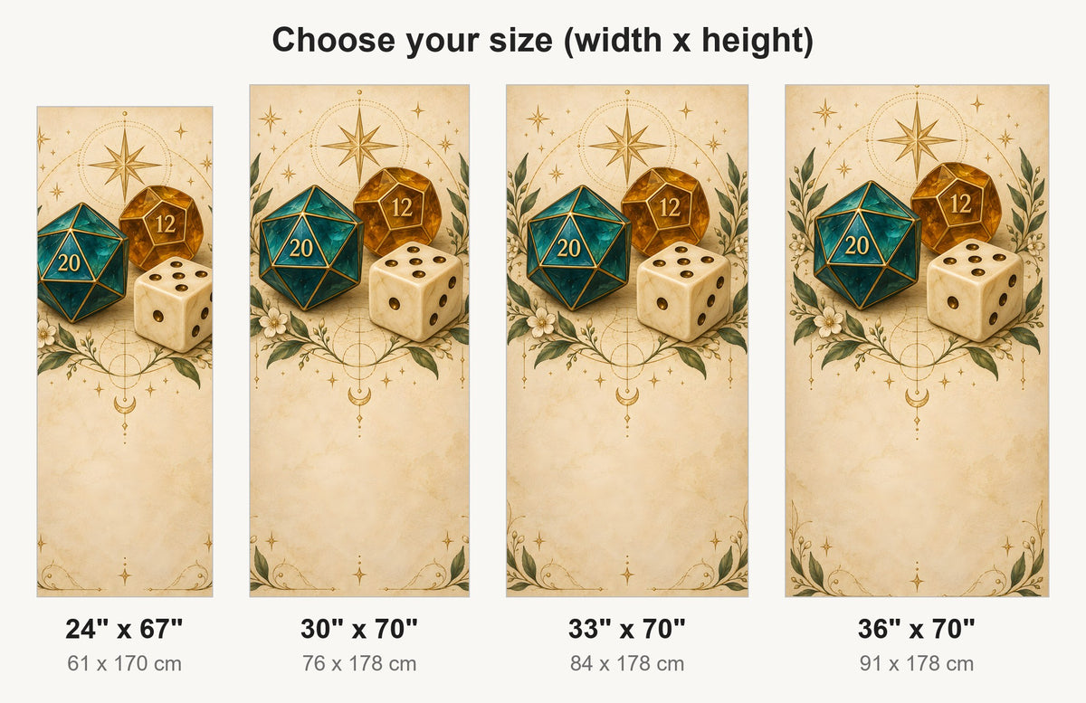 Tabletop RPG Dice fridge wrap available sizes 24, 30, 33 and 36 inch