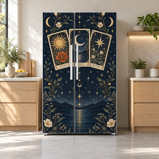 Tarot Cards fridge wrap on a side-by-side refrigerator