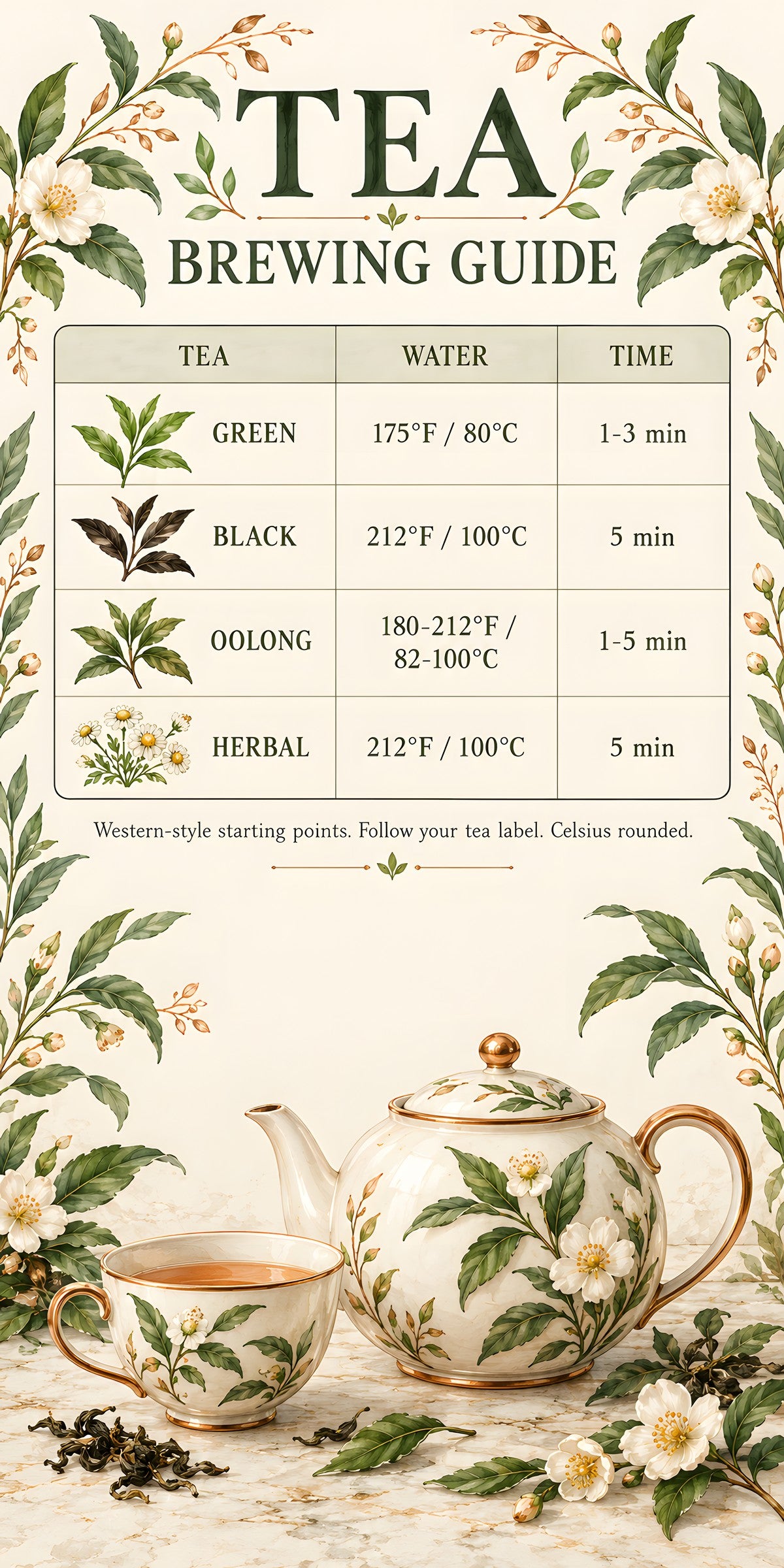 Tea Brewing Guide fridge wrap full design