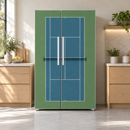 Tennis Court fridge wrap on a side-by-side refrigerator