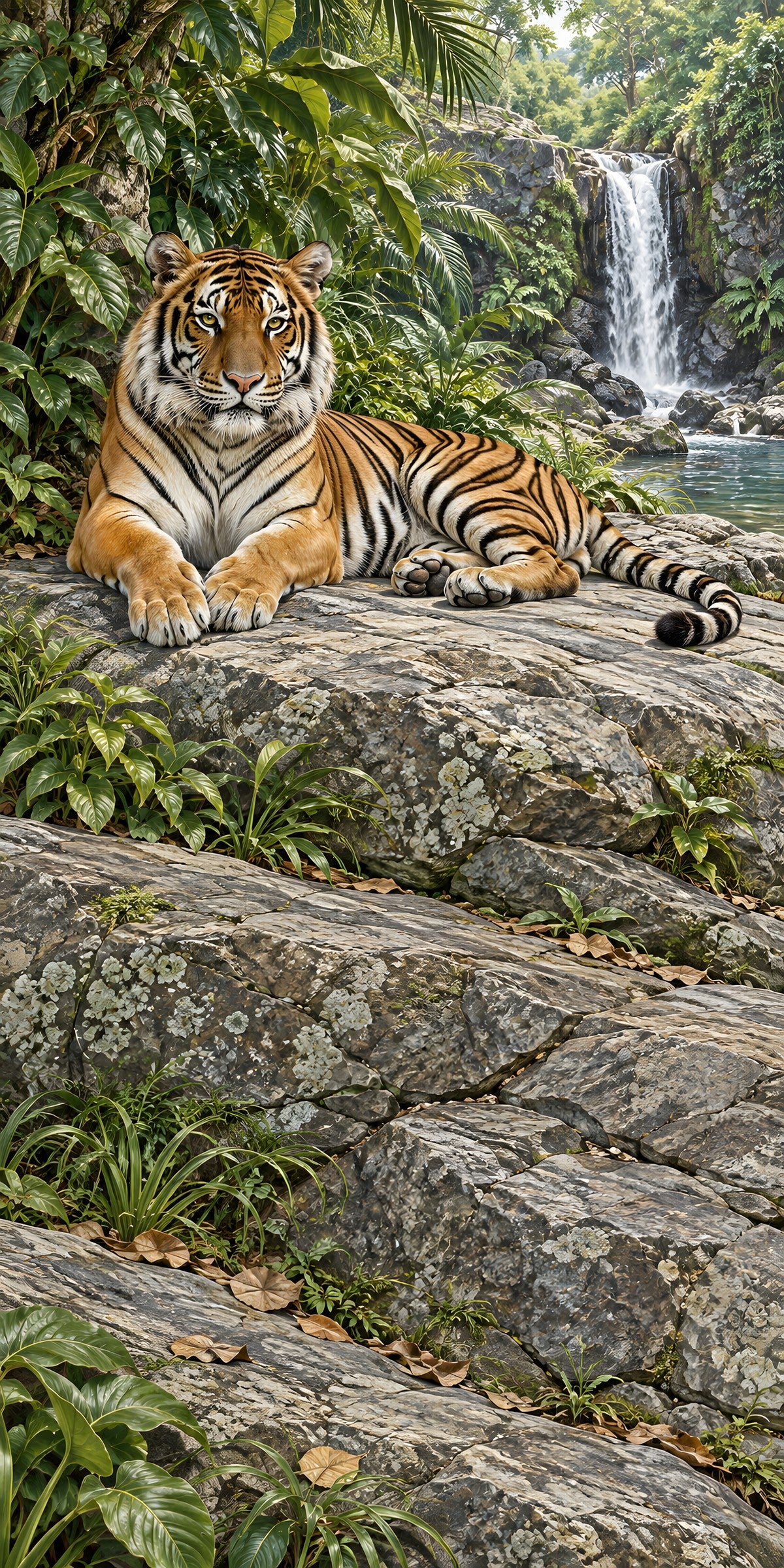 Tiger by the Waterfall fridge wrap full design