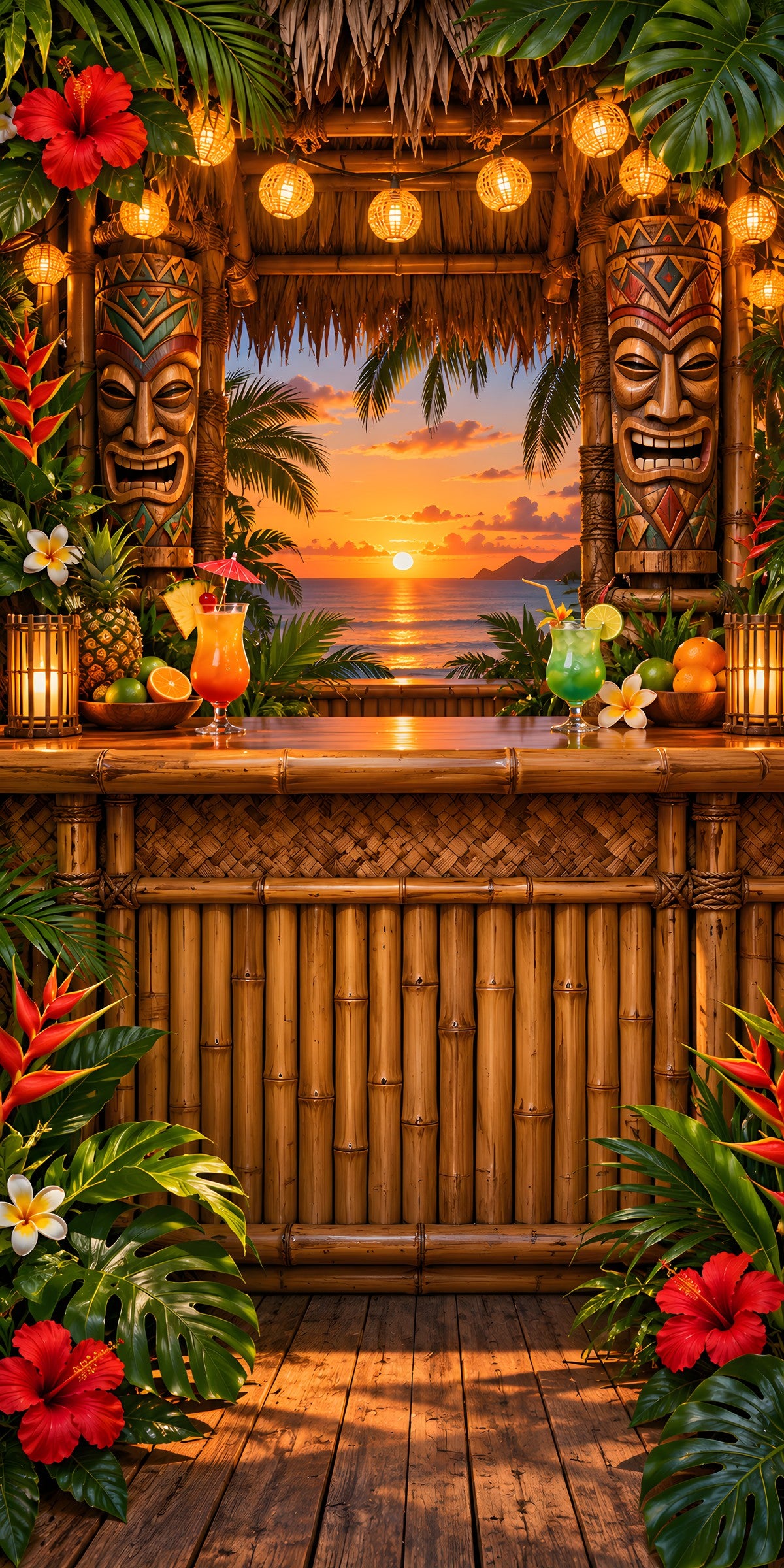 Tiki Bar fridge wrap full design