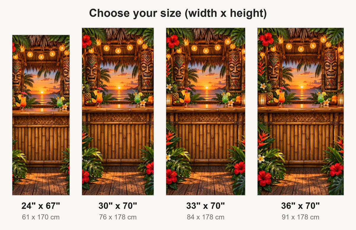 Tiki Bar fridge wrap available sizes 24, 30, 33 and 36 inch