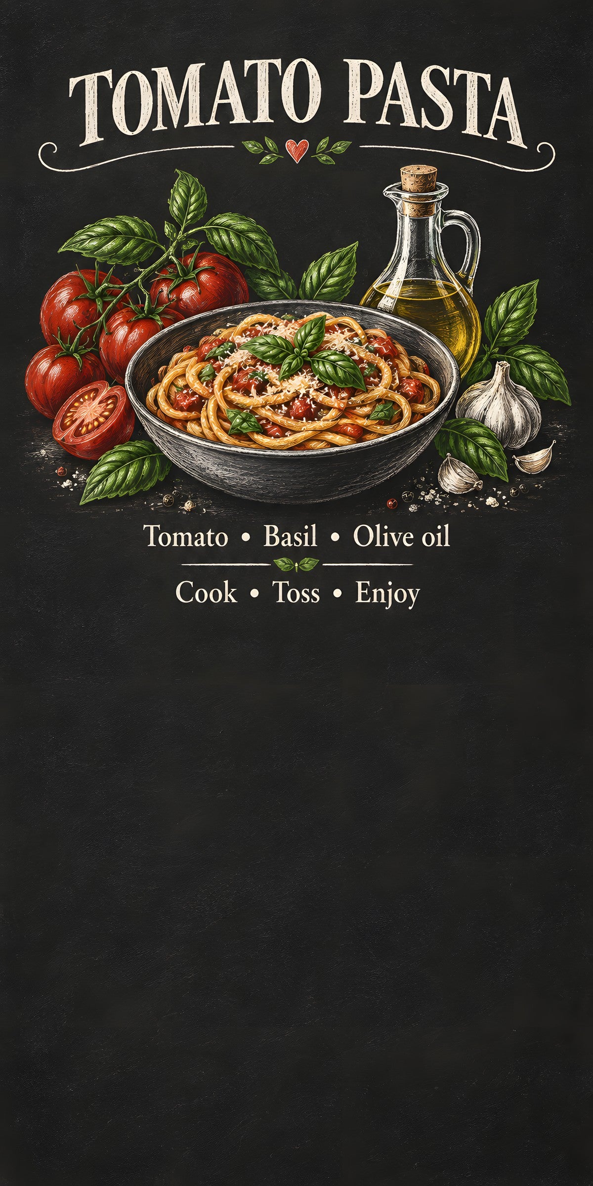 Tomato Pasta Chalkboard fridge wrap full design