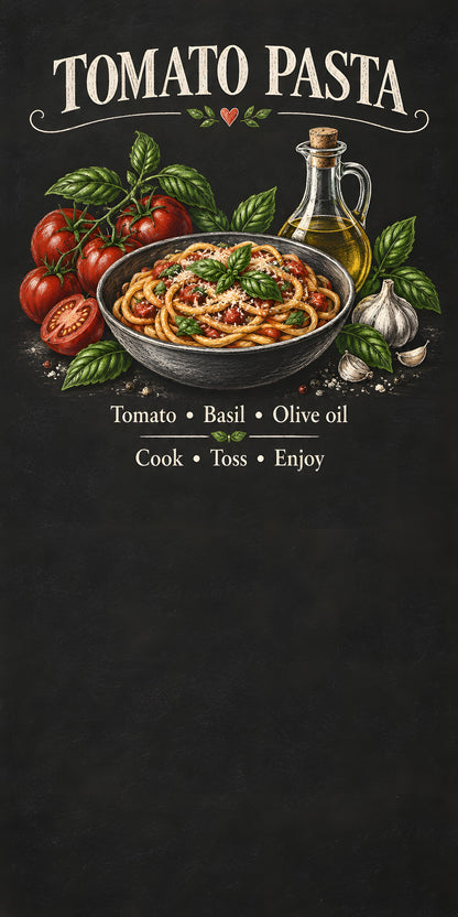 Tomato Pasta Chalkboard fridge wrap full design