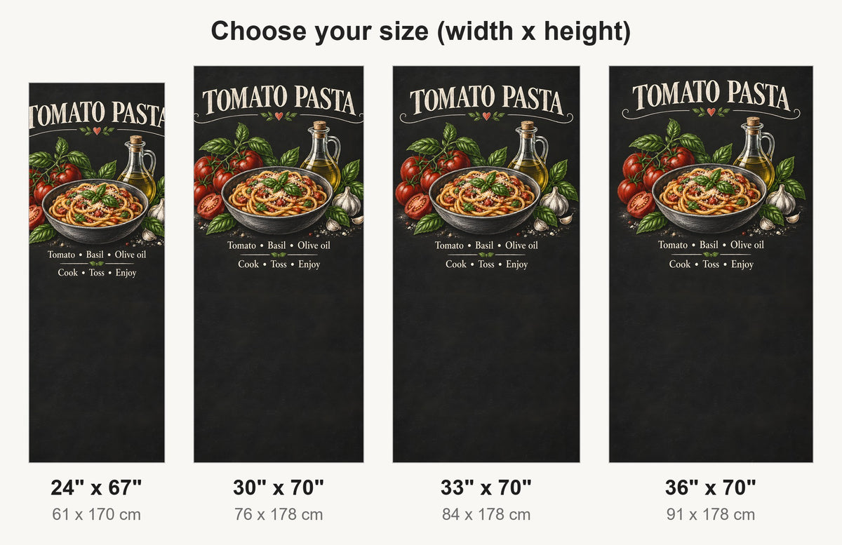 Tomato Pasta Chalkboard fridge wrap available sizes 24, 30, 33 and 36 inch