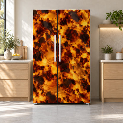 Tortoiseshell fridge wrap on a side-by-side refrigerator