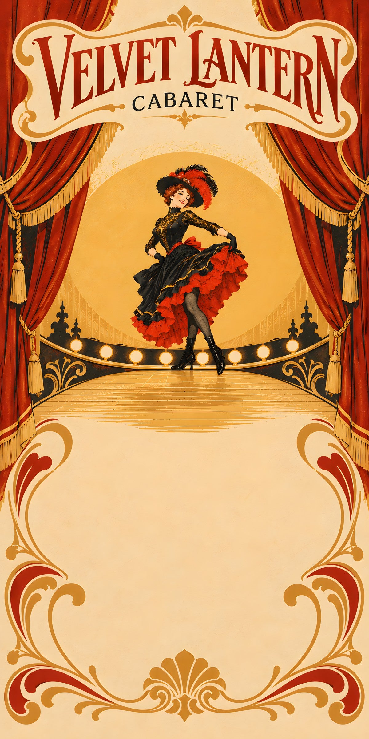 Toulouse-Lautrec-Inspired Cabaret Poster fridge wrap full design