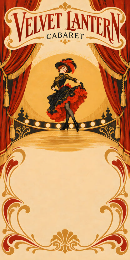 Toulouse-Lautrec-Inspired Cabaret Poster fridge wrap full design