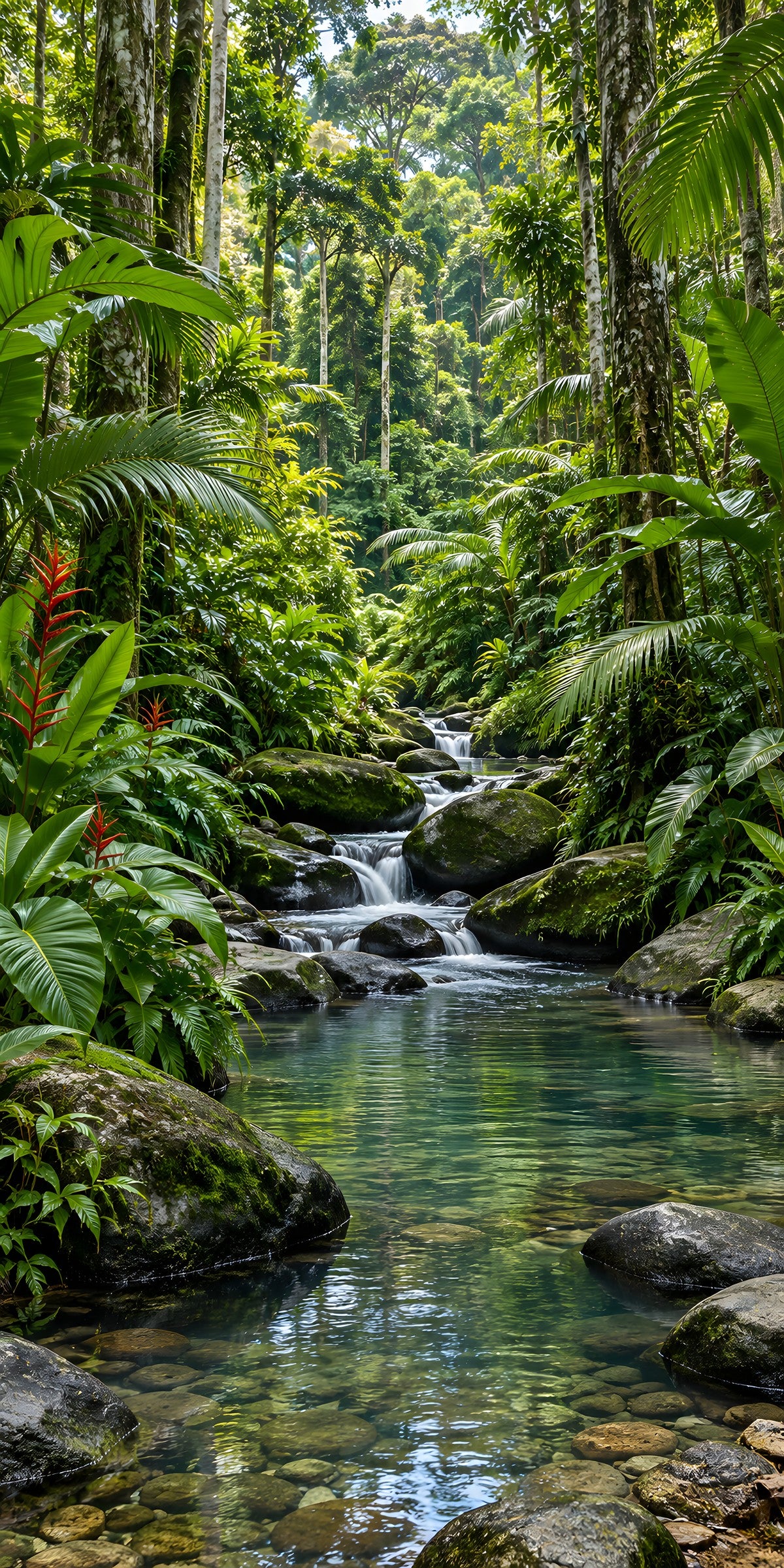 Tropical Jungle Stream fridge wrap full design