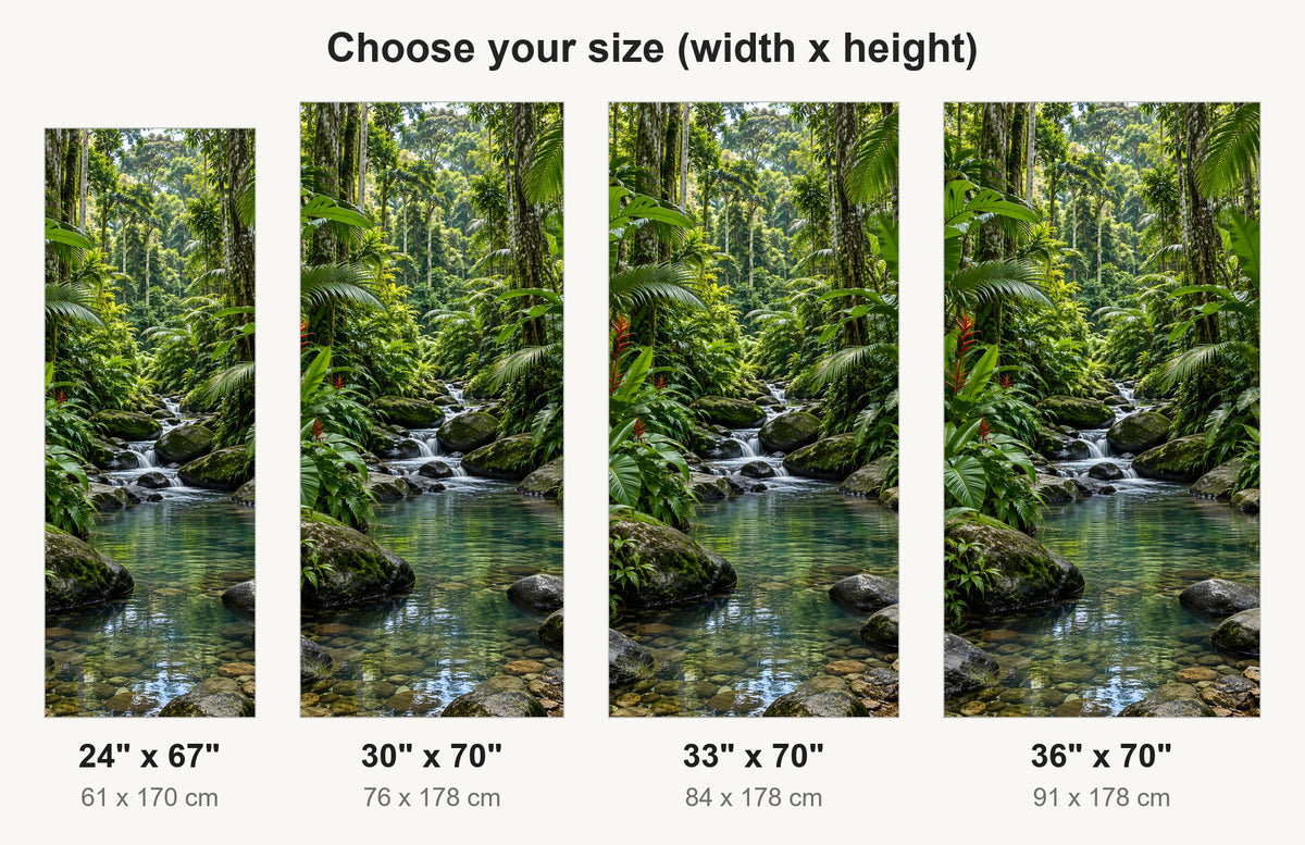 Tropical Jungle Stream fridge wrap available sizes 24, 30, 33 and 36 inch