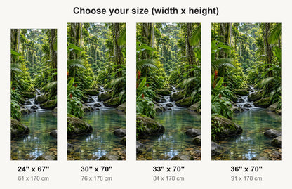 Tropical Jungle Stream fridge wrap available sizes 24, 30, 33 and 36 inch