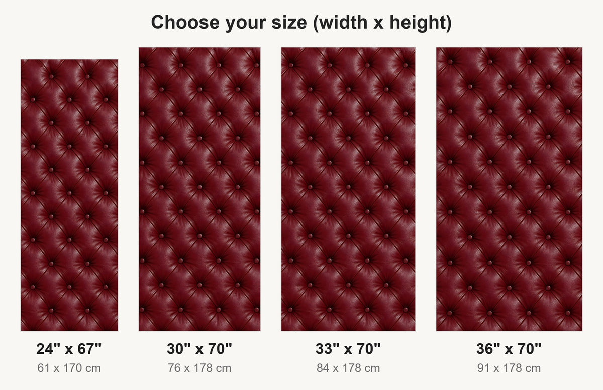 Tufted Burgundy Leather fridge wrap available sizes 24, 30, 33 and 36 inch