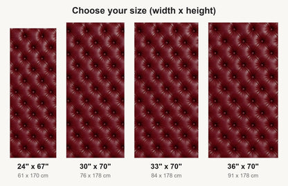 Tufted Burgundy Leather fridge wrap available sizes 24, 30, 33 and 36 inch