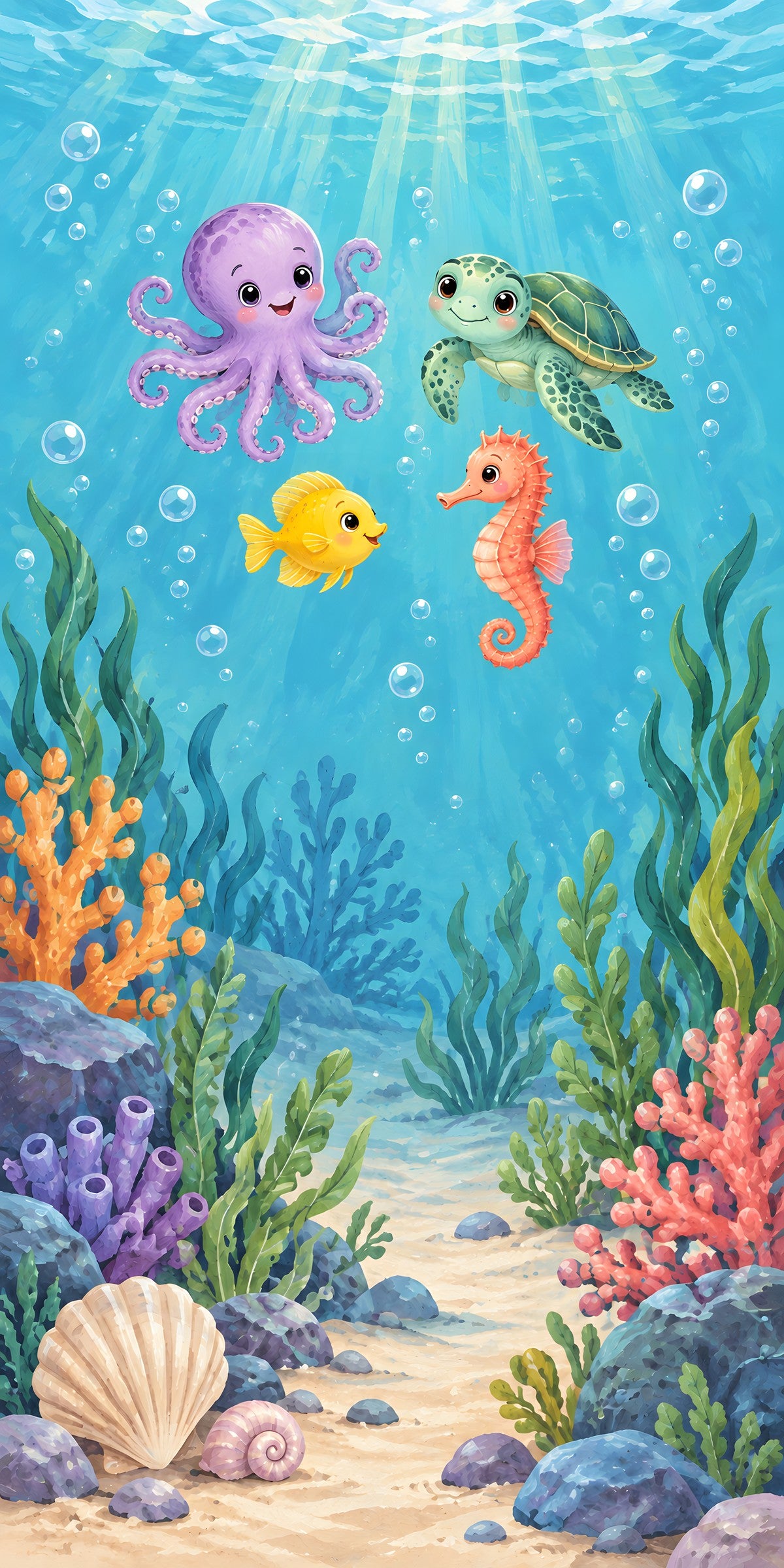 Under the Sea Friends fridge wrap full design