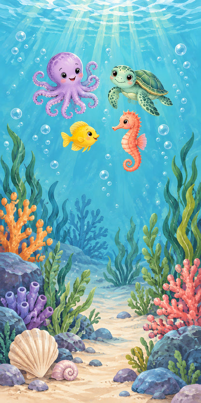 Under the Sea Friends fridge wrap full design