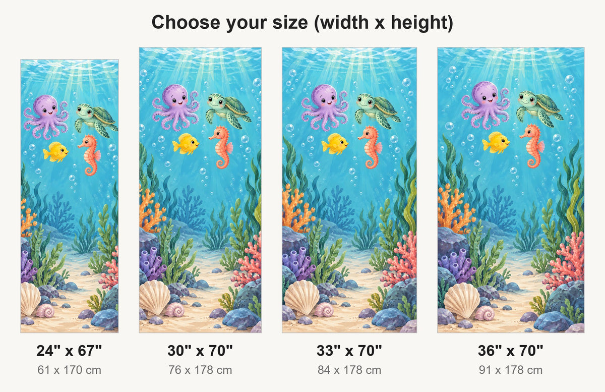 Under the Sea Friends fridge wrap available sizes 24, 30, 33 and 36 inch