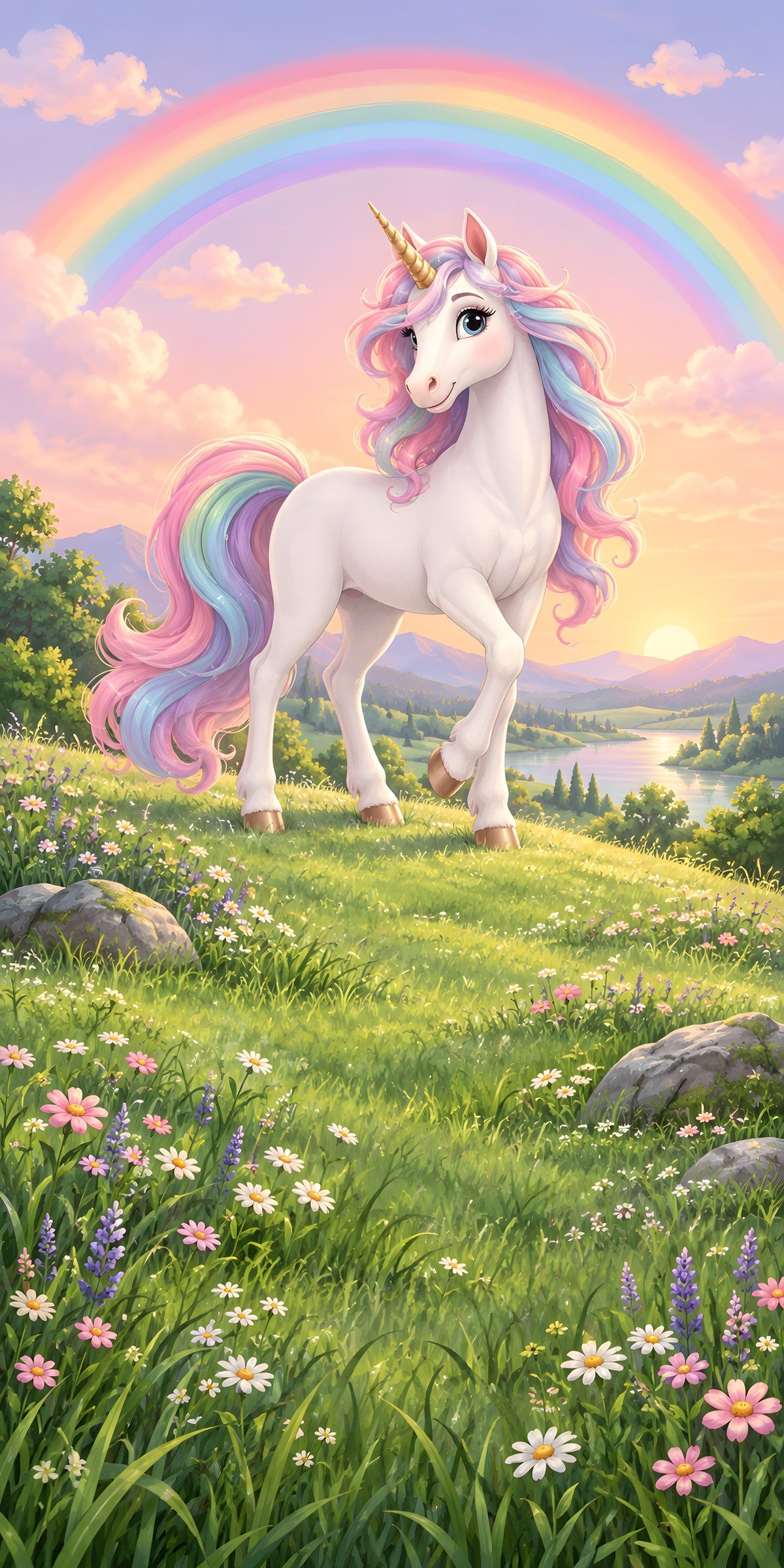 Unicorn & Rainbow fridge wrap full design