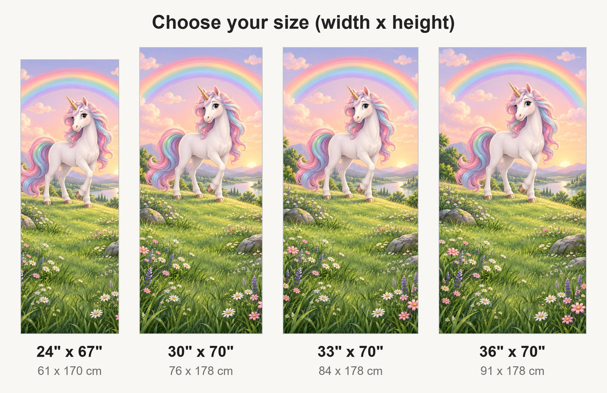 Unicorn & Rainbow fridge wrap available sizes 24, 30, 33 and 36 inch