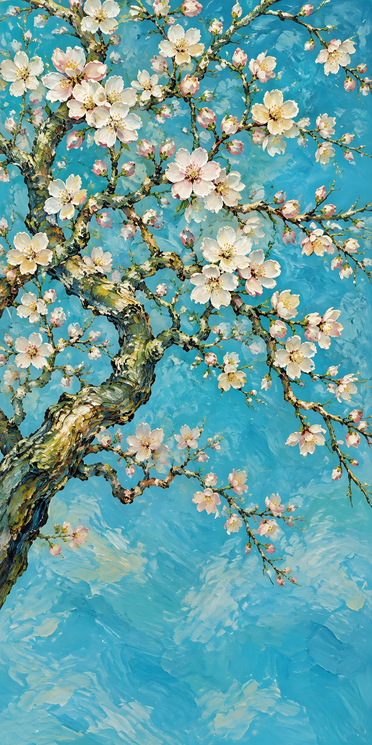 Van Gogh Inspired Almond Blossoms fridge wrap full design