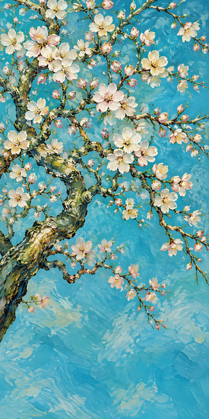 Van Gogh Inspired Almond Blossoms fridge wrap full design