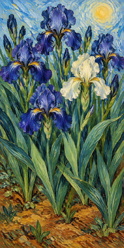 Van Gogh Inspired Irises fridge wrap full design