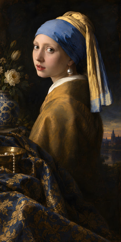 Vermeer Inspired Pearl Earring fridge wrap full design