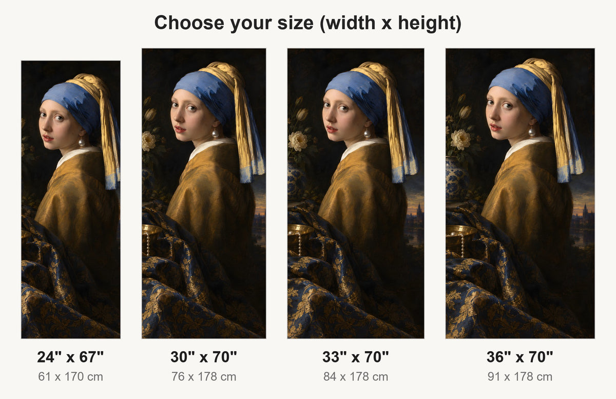 Vermeer Inspired Pearl Earring fridge wrap available sizes 24, 30, 33 and 36 inch
