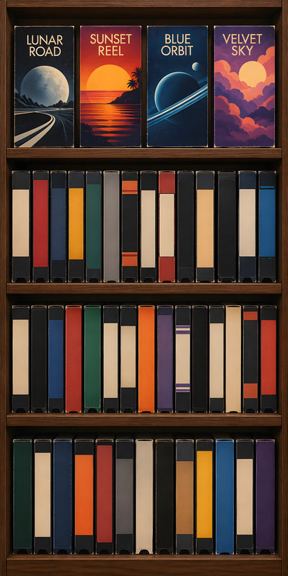 VHS Tape Shelf fridge wrap full design