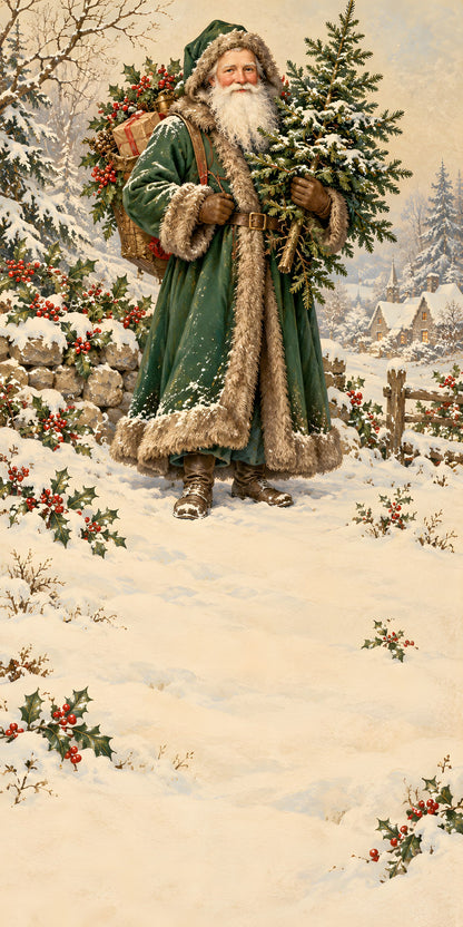 Victorian Father Christmas fridge wrap full design