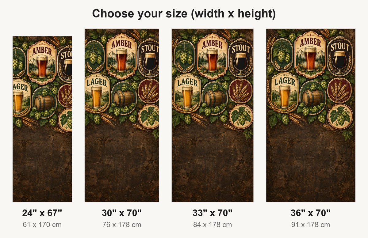 Vintage Beer Labels fridge wrap available sizes 24, 30, 33 and 36 inch