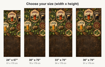 Vintage Beer Labels fridge wrap available sizes 24, 30, 33 and 36 inch