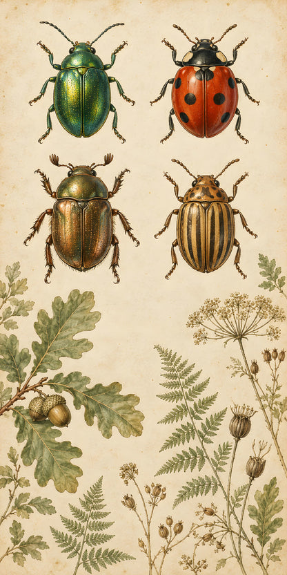 Vintage Beetles Specimen Chart fridge wrap full design