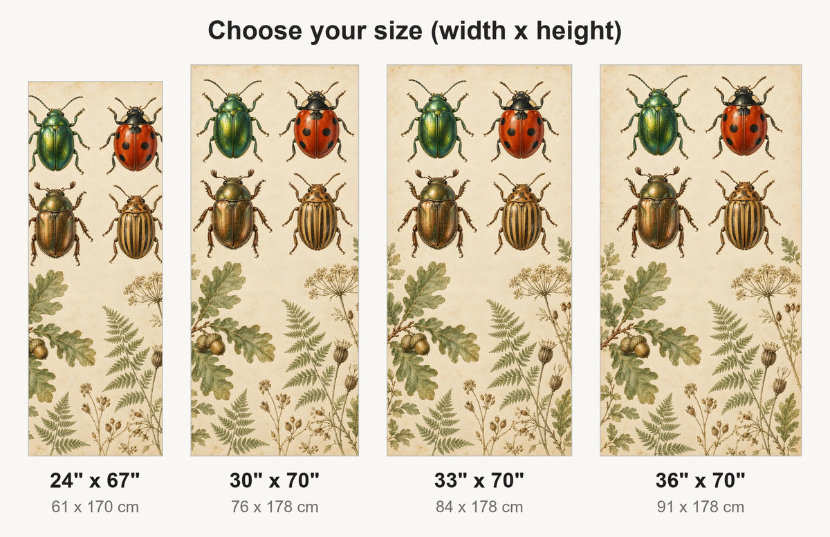 Vintage Beetles Specimen Chart fridge wrap available sizes 24, 30, 33 and 36 inch