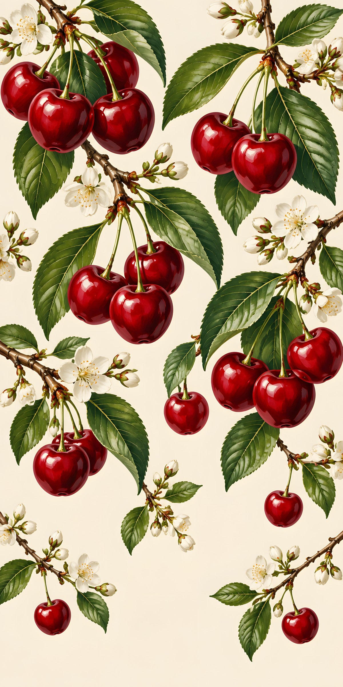 Vintage Cherries fridge wrap full design