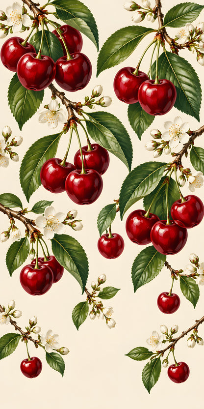 Vintage Cherries fridge wrap full design