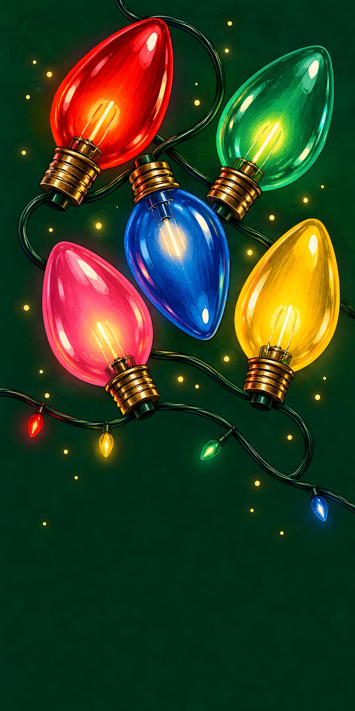 Vintage Christmas Bulb Lights fridge wrap full design