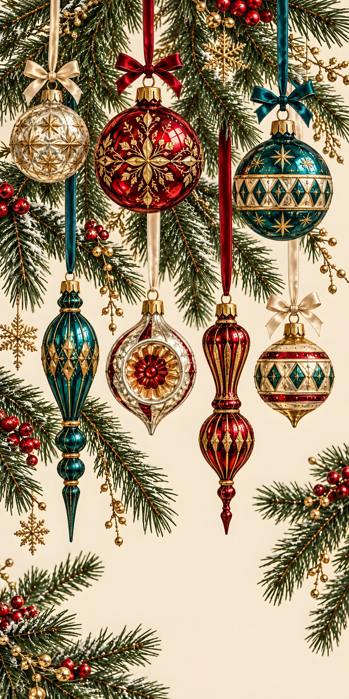 Vintage Glass Ornaments fridge wrap full design